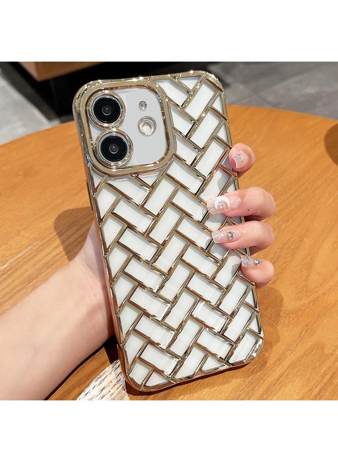 Zaboon Case For iPhone 11 Woven Grid 3D Electroplating Laser Engraving Phone Case - Image 1