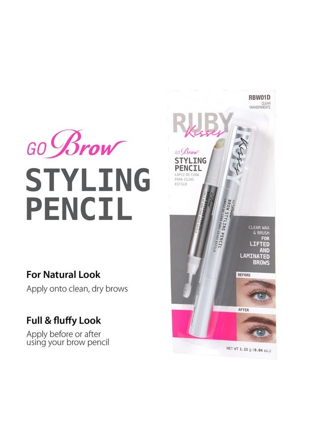 Ruby Kisses - Ruby Kisses Brow Styling Pencil with Brush, Long-Lasting Eyebrow Wax, Clear Brow Shaper, Precision Sculpting & Shaping, Professional Quality, Easy Application - Image 1