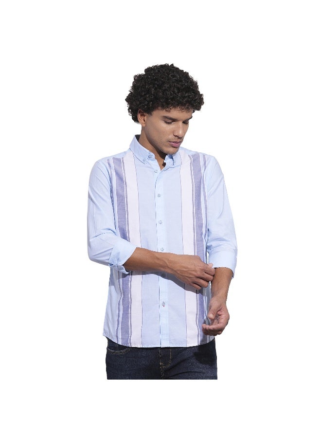 Being Human Mens Light Blue Collared Long Sleeve Shirt - Image 1