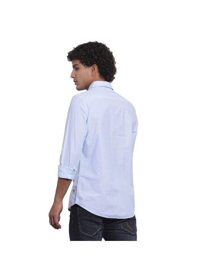 Being Human Mens Light Blue Collared Long Sleeve Shirt - Image 3