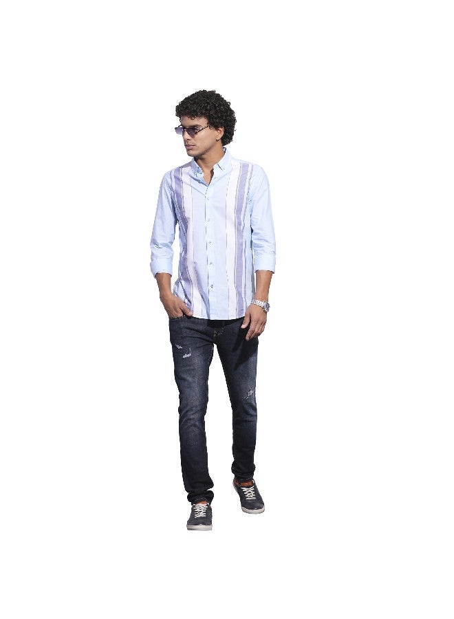 Being Human Mens Light Blue Collared Long Sleeve Shirt - Image 4