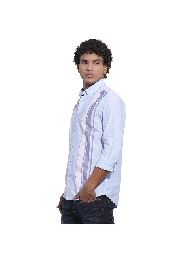 Being Human Mens Light Blue Collared Long Sleeve Shirt - Image 2