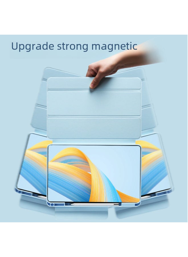 Generic - Glory MagicPad2 Flat Protective Case X9Pro Rotating 720 Magnetic Ring V678 Split V8Pro Leather Case Suitable-Color:White Ice Blue [Magnetic Ring 720]]-Applicable Model:Honor Tablet 8( 12inch ) No Sleep - Image 1