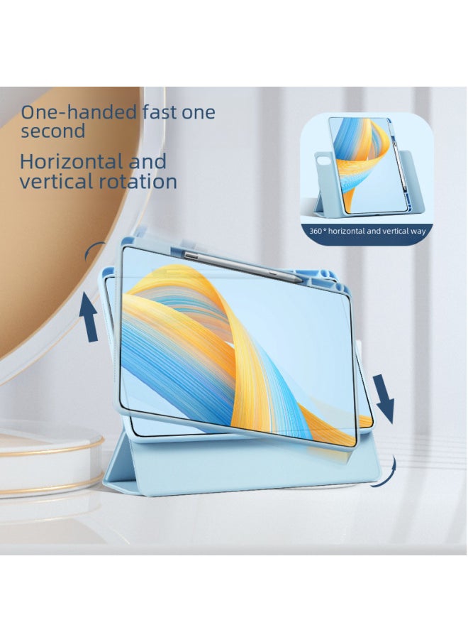 Generic - Glory MagicPad2 Flat Protective Case X9Pro Rotating 720 Magnetic Ring V678 Split V8Pro Leather Case Suitable-Color:White Ice Blue [Magnetic Ring 720]]-Applicable Model:Honor Tablet 8( 12inch ) No Sleep - Image 1