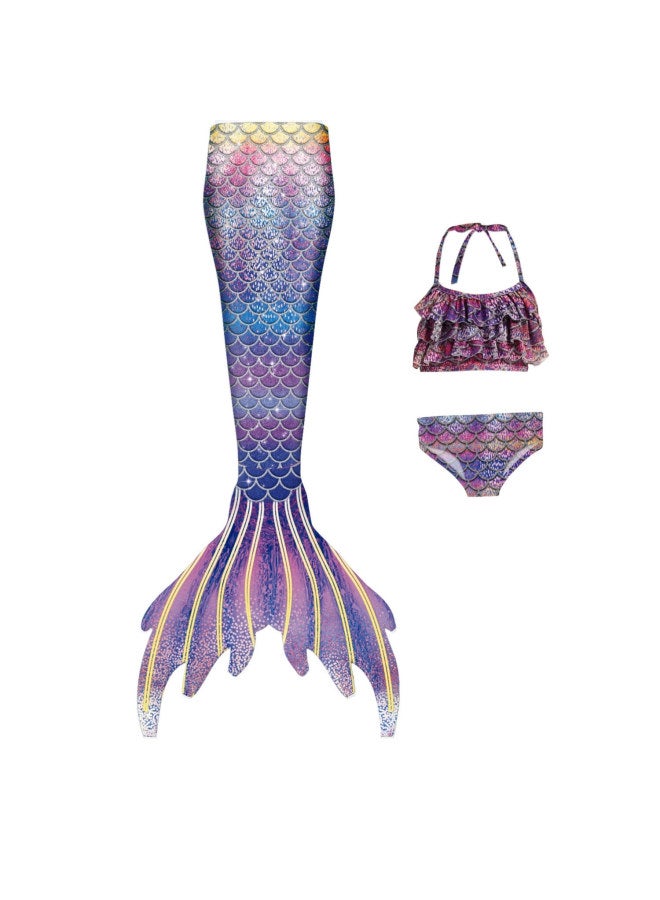 Loquat Children's Mermaid Swimsuit Girls Mermaid Swimsuit Mermaid Princess Suit Mermaid Tail Performance Suit-Color:E413 Single Tail- - Image 3