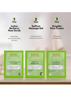 VLCC VLCC Salon Series Insta Glow Facial Kit (6 Facials) - 240g + 12ml | Fights Premature Ageing | Youthful Glow Facial Kit with Saffron & Berberry | Anti-Microbial and Complexion Brightening  - Image 5