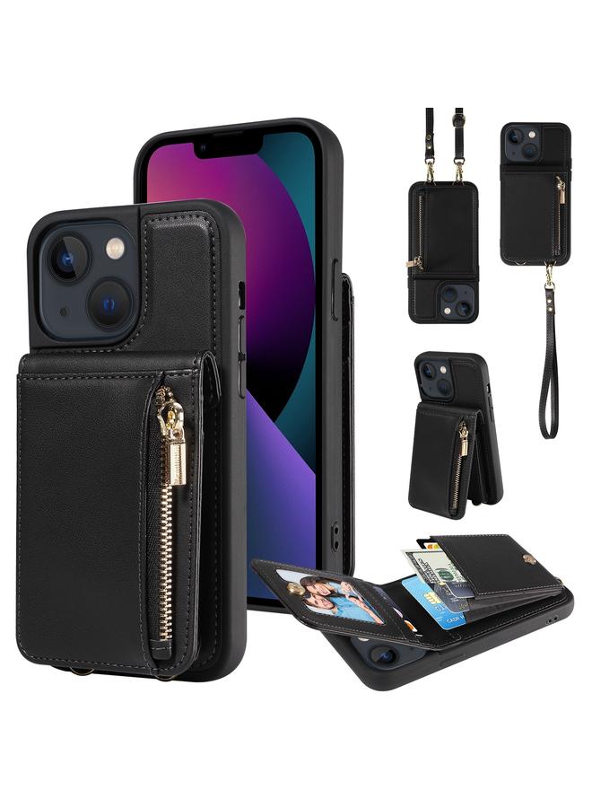 Zaboon Case For iPhone 13 Crossbody Lanyard Zipper Wallet Leather Phone Case - Image 1