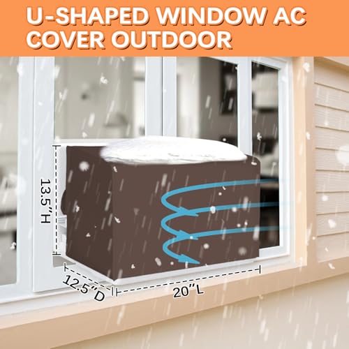 Amerbro 20L x 135H x 125D Outdoor Window Air Conditioner Cover Compatible with Midea UShaped Air Conditioner 800010000120000 BTU 3 Layers Insulation AC Cover Air Conditioner Covers Outside Brown - Image 3