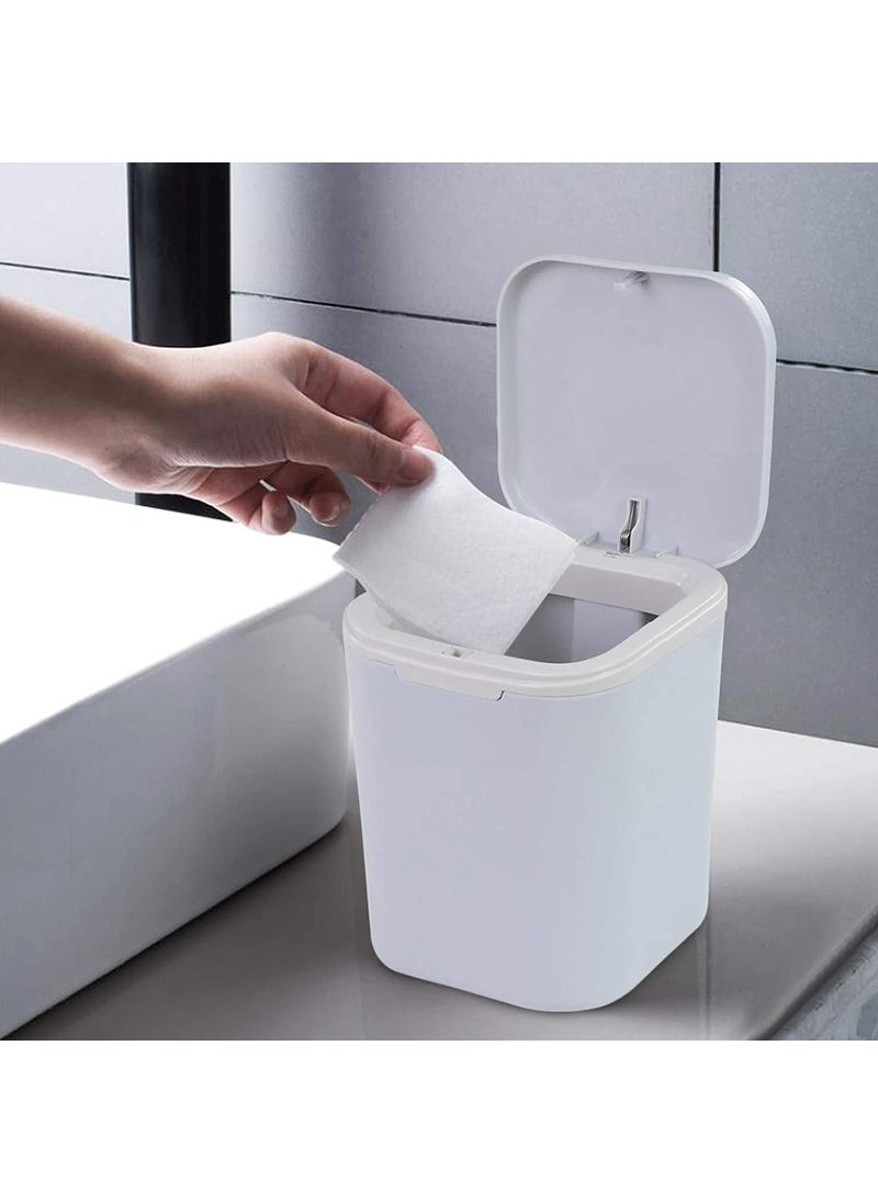 Kixre Kixre Mini Desktop Wastebasket Trash Can Plastic Countertop Waste Garbage Bin with Swing Lid for for Home Office Kitchen Vanity Tabletop  - Image 1