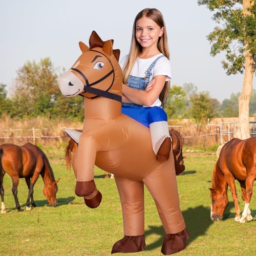 Stegosaurus Inflatable Horse Costume for Kids Halloween Riding a Horse Cowboy Costumes Funny Blow up Costumes for Boys Girls Cosplay Party - Image 5