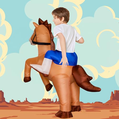 Stegosaurus Inflatable Horse Costume for Kids Halloween Riding a Horse Cowboy Costumes Funny Blow up Costumes for Boys Girls Cosplay Party - Image 4