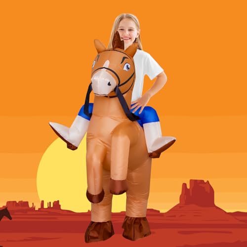 Stegosaurus Inflatable Horse Costume for Kids Halloween Riding a Horse Cowboy Costumes Funny Blow up Costumes for Boys Girls Cosplay Party - Image 3