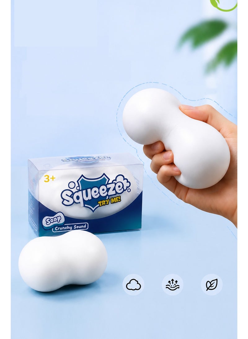 YUANBAO KING Soap Shaped Squeeze Stress Relief Toy, Slow Rising Squishy Fidget Toy, Soft Squishies Sensory Toy for Anxiety Relief, Decompression Toy for Kids Adults (White) - Image 1