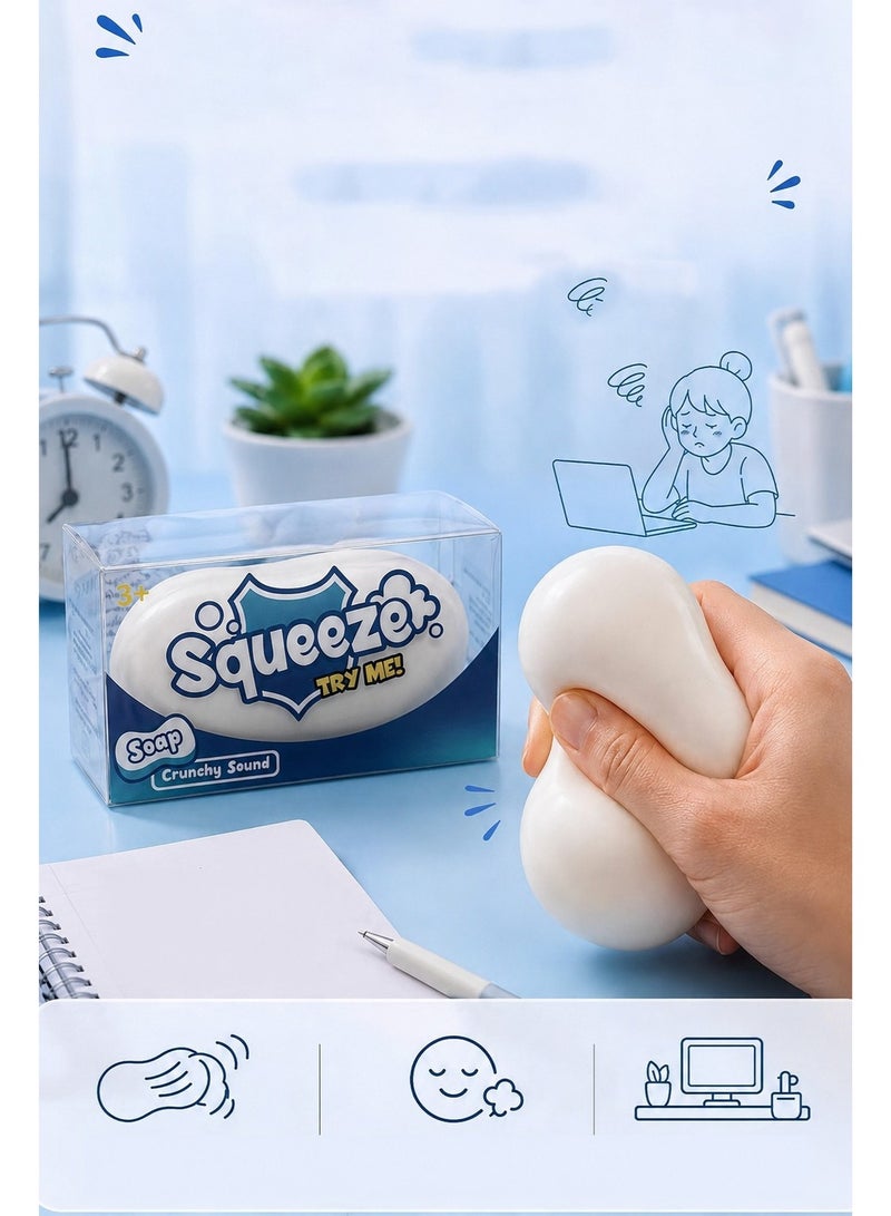 YUANBAO KING Soap Shaped Squeeze Stress Relief Toy, Slow Rising Squishy Fidget Toy, Soft Squishies Sensory Toy for Anxiety Relief, Decompression Toy for Kids Adults (White) - Image 2