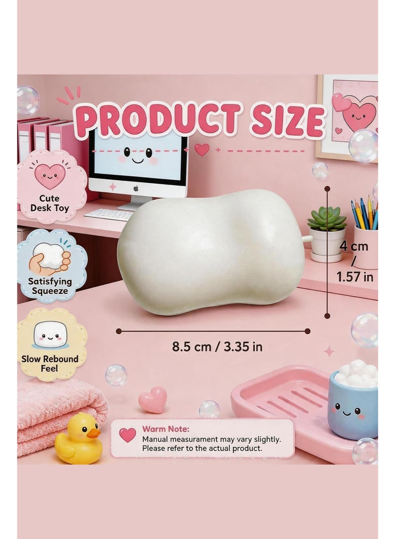 YUANBAO KING Soap Shaped Squeeze Stress Relief Toy, Slow Rising Squishy Fidget Toy, Soft Squishies Sensory Toy for Anxiety Relief, Decompression Toy for Kids Adults (White) - Image 5