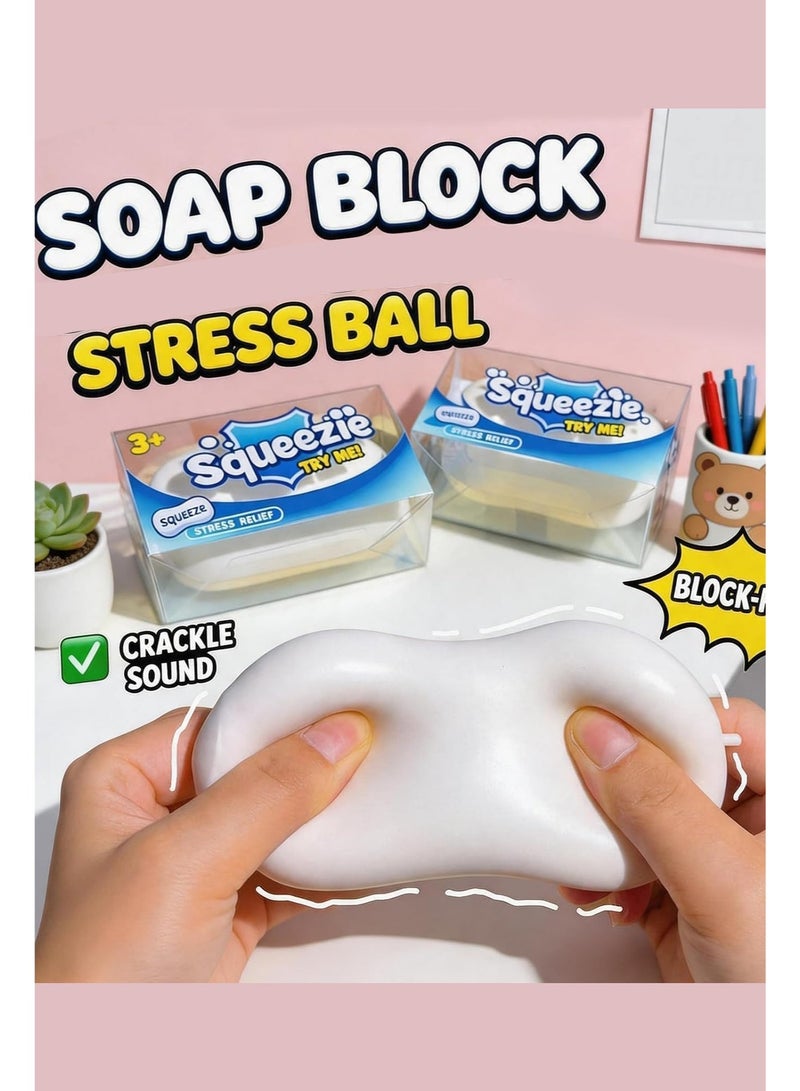 YUANBAO KING Soap Shaped Squeeze Stress Relief Toy, Slow Rising Squishy Fidget Toy, Soft Squishies Sensory Toy for Anxiety Relief, Decompression Toy for Kids Adults (White) - Image 4
