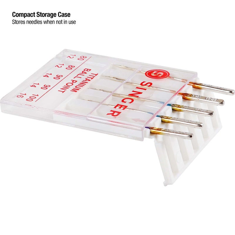 SINGER Titanium Universal Ball Point Machine Needles for Knit Fabric, Assorted Sizes, 5-Count - Image 3