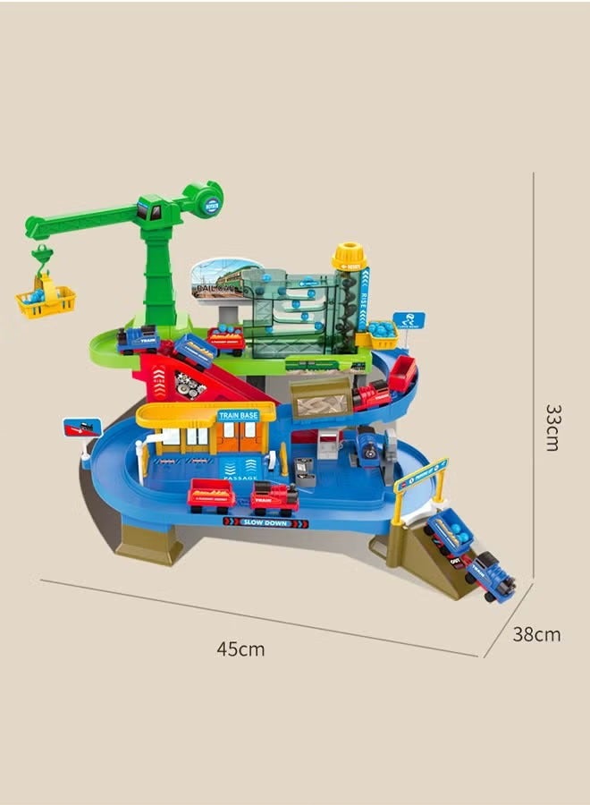 Engineering Adventure Track Set for Kids 3+ - Motorized Climbing Ladder, Rotating Crane, 2 Mini Cars, Interactive Construction Playset with Music - Safe Design, Ideal Gift  - Image 2