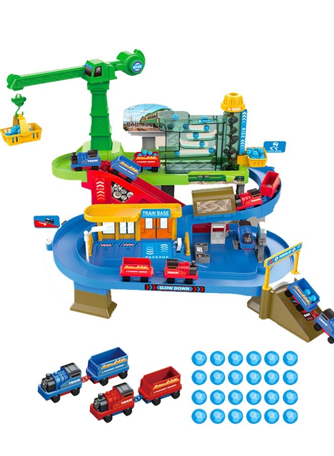 Engineering Adventure Track Set for Kids 3+ - Motorized Climbing Ladder, Rotating Crane, 2 Mini Cars, Interactive Construction Playset with Music - Safe Design, Ideal Gift  - Image 1