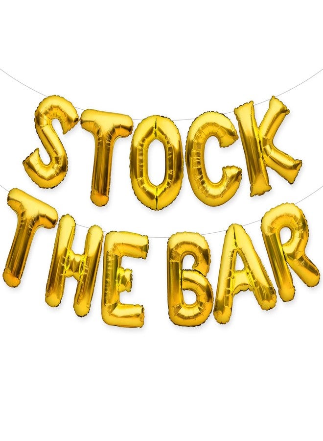 PartyForever STOCK THE BAR Balloons Banner Gold Party Decorations Sign - Image 1