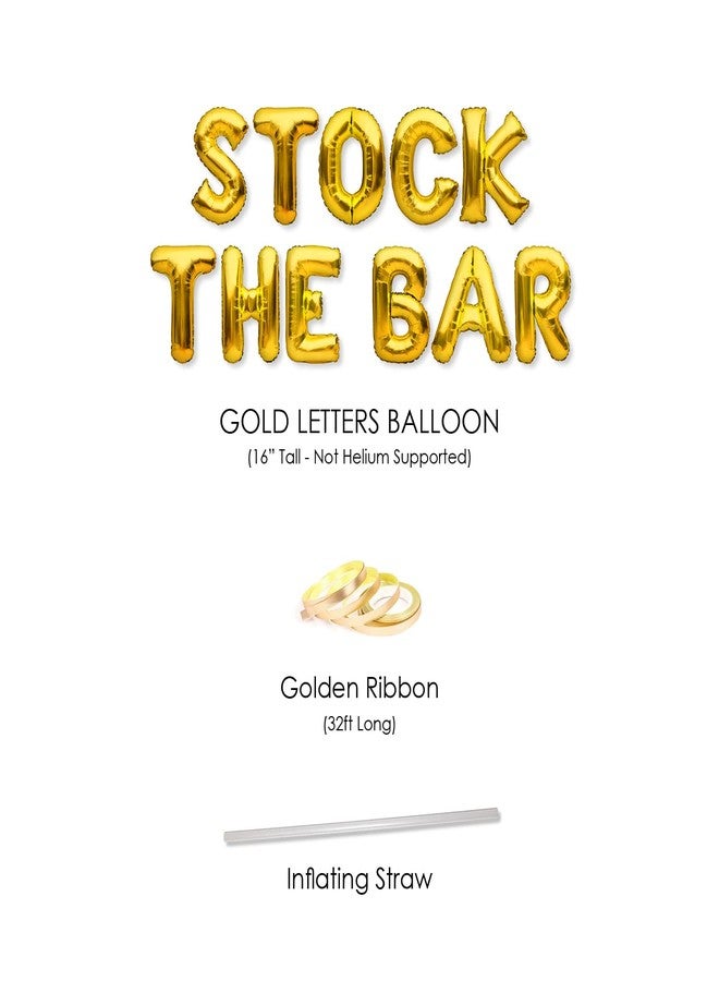 PartyForever STOCK THE BAR Balloons Banner Gold Party Decorations Sign - Image 5