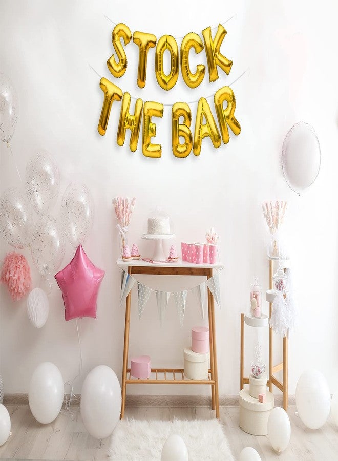 PartyForever STOCK THE BAR Balloons Banner Gold Party Decorations Sign - Image 3