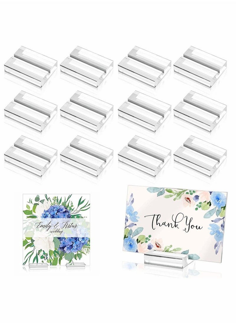 ELFSA Acrylic Stands Place Card Holders Table Number Stands Clear Card Display Stand Suitable for Table Wedding Photos Menu and Meeting 12 Pieces  - Image 1