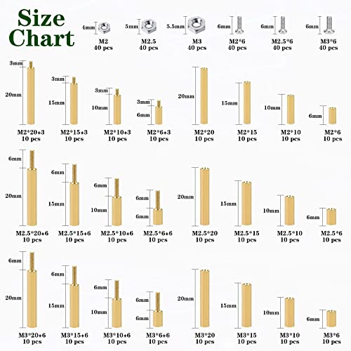 Csdtylh 480Pcs M2 M25 M3 Motherboard StandoffsScrewsNuts Kit Hex MaleFemale Brass Spacer Standoffs Laptop Screws for DIY Computer Build Electronic Projects Raspberry Pi Circuit Board etc - Image 3
