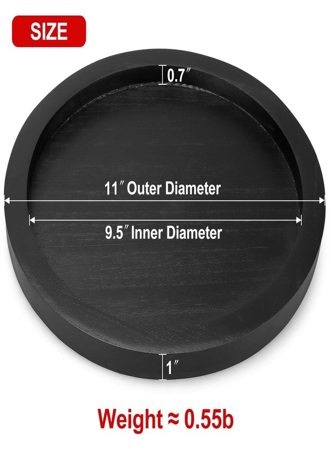 Ayiaren Round Decorative Tray for Coffee Dining Table Countertop Small Wooden Serving Trays Farmhouse Kitchen Home Living Room Decor and Bathroom Accessories Tray Black Rustic Wood Candle Centerpiece Trays - Image 3