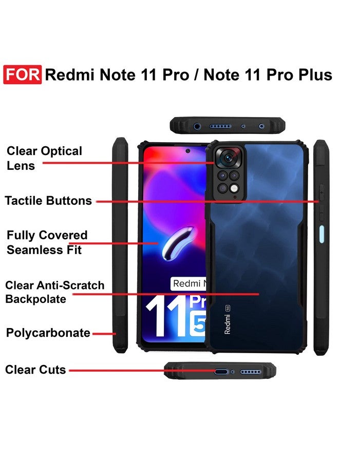 Cedo غطاء خلفي CEDO Redmi Note 11 Pro / 11 Pro+ Plus (5G) | حماية الكاميرا واقي للصدمات حافة بامبر | حماية كريستالية أكريليك واضحة 360 درجة TPU+PC | غطاء خلفي شفاف على شكل نسر (أسود) - Image 5
