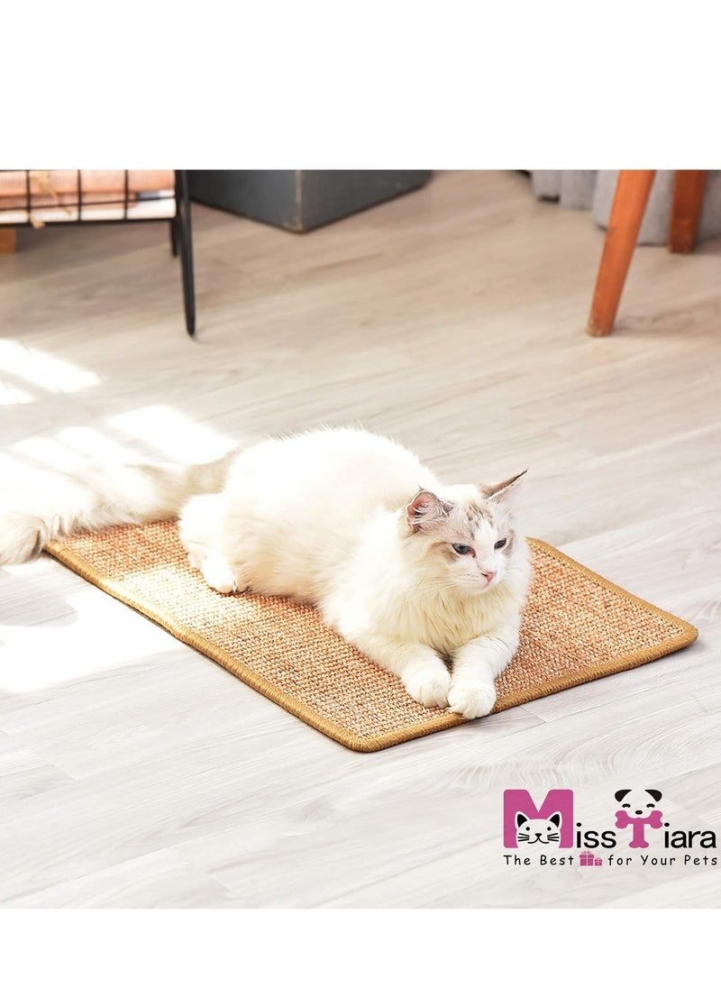 MissTiara - Natural Sisal Cat Scratching Mat Horizontal Floor Cat Scratch Mats for Indoor Cats Cat Furniture Protector for Couch  Carpets Sofas Rug 60x40cm - Image 1