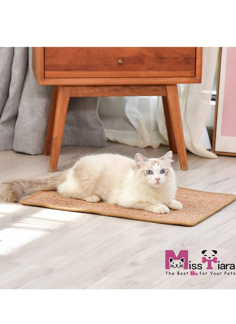 MissTiara - Natural Sisal Cat Scratching Mat Horizontal Floor Cat Scratch Mats for Indoor Cats Cat Furniture Protector for Couch  Carpets Sofas Rug 60x40cm - Image 1