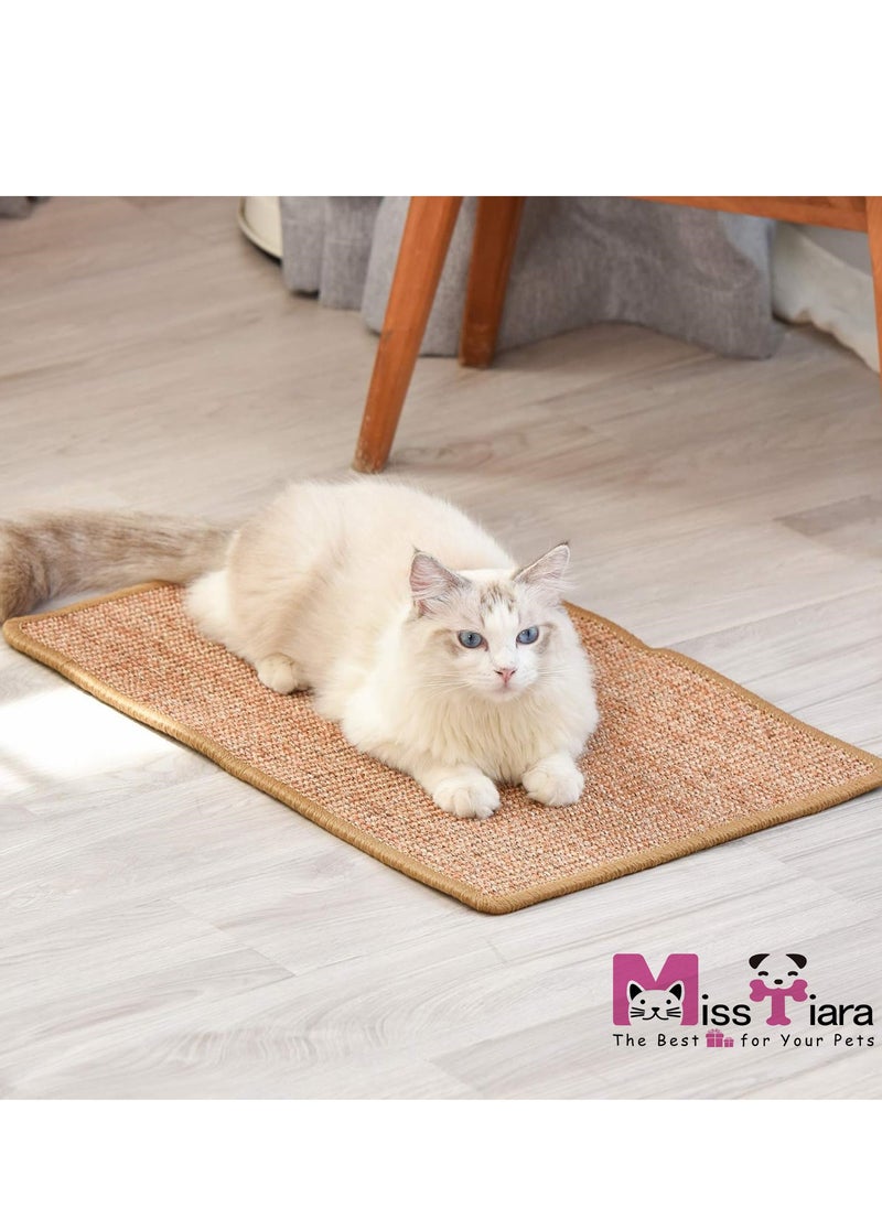 MissTiara - Natural Sisal Cat Scratching Mat Horizontal Floor Cat Scratch Mats for Indoor Cats Cat Furniture Protector for Couch  Carpets Sofas Rug 60x40cm - Image 1