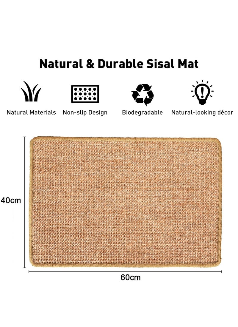 MissTiara - Natural Sisal Cat Scratching Mat Horizontal Floor Cat Scratch Mats for Indoor Cats Cat Furniture Protector for Couch  Carpets Sofas Rug 60x40cm - Image 1