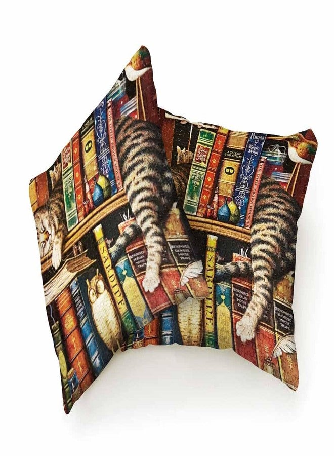 Beabes Throw Pillow Covers,Cat Bookshelf,Pillow Cases for Bedroom Living Room Pack of 2 - Image 2