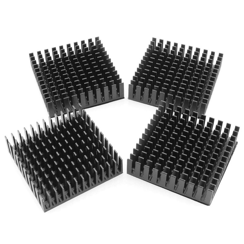 REES52 Aluminum Heatsink 4PCS 40x40x11mm Black Aluminum Cooling Fin Radiator with 3M Thermal Conductive Adhesive Tape for Cooling GPU IC Chips VRAM VGA RAM - Image 1