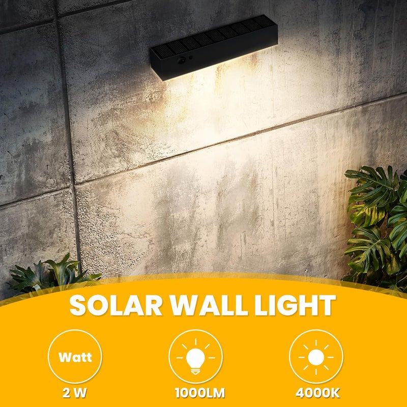 SOTTLOT Solar Wall Lights Outdoor Waterproof, 2Pcs LED Dusk to Dawn Solar Lights for House Number, 4000K 1000LM Motion Sensor Solars Outdoor Light for Patio, Porch, Address Sign - Image 2