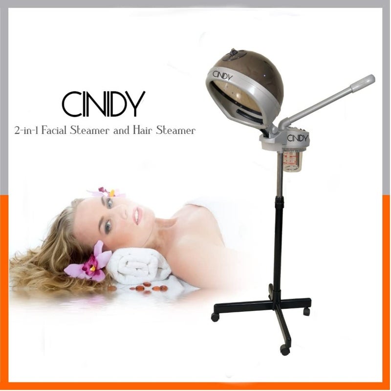 CINIDY 2 In 1 Facial Steamer And Hair Steamer Face Sauna Humidifier Hot Mist Moisturizing For Spa Skin Care Salon Beauty Barber Equipment For Every Spa And Beauty Salon Black Color