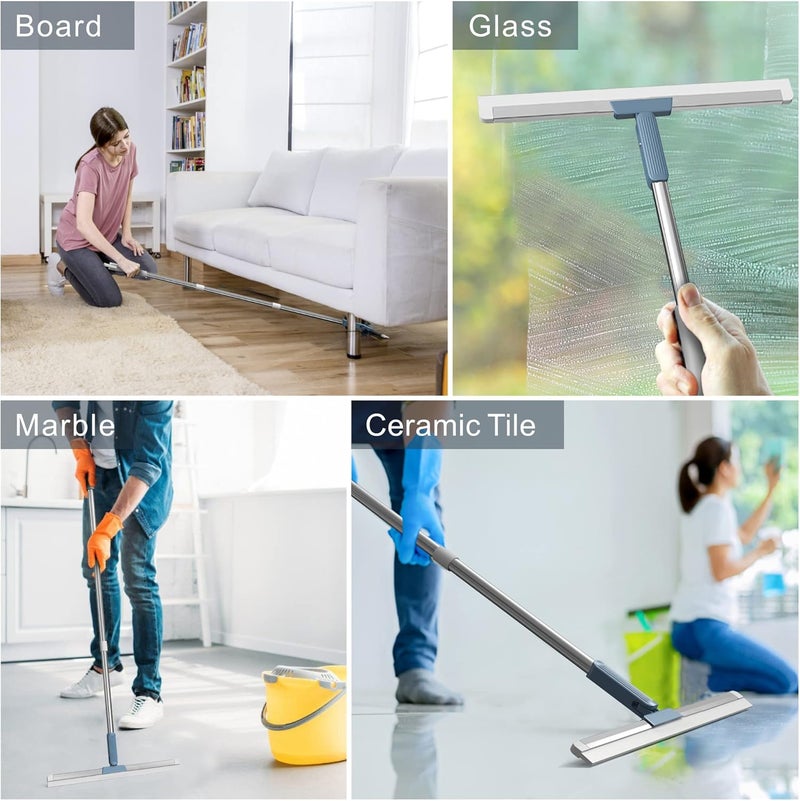 SWIBINJIT Floor Squeegee, 43.5cm（17 inch） Multifunction Squeegee Sweeper Quick Drying Water and Dust Remover Silicone Scraper Broom for Floor, Glass Wiper Squeegee - Image 2