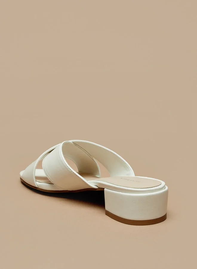 فلورا بيلا من شو إكسبرس Women's Cross Strap Slip-On Sandals with Block Heels