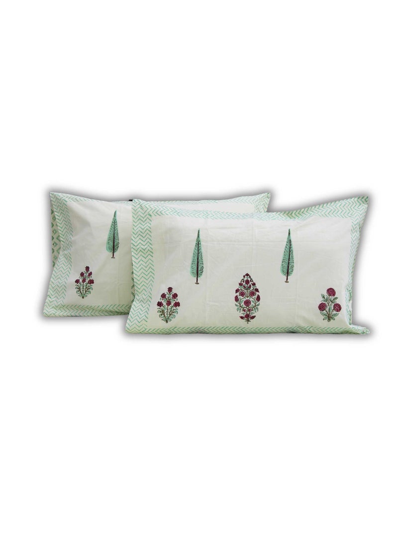 MARHABA CURTAIN 100% Cotton Jaipuri Handblock Print Double Bed Sheet with 2 Pillow Covers Premium Quality, Soft, Breathable (CREAMLILLY 20 (1)  - Image 5