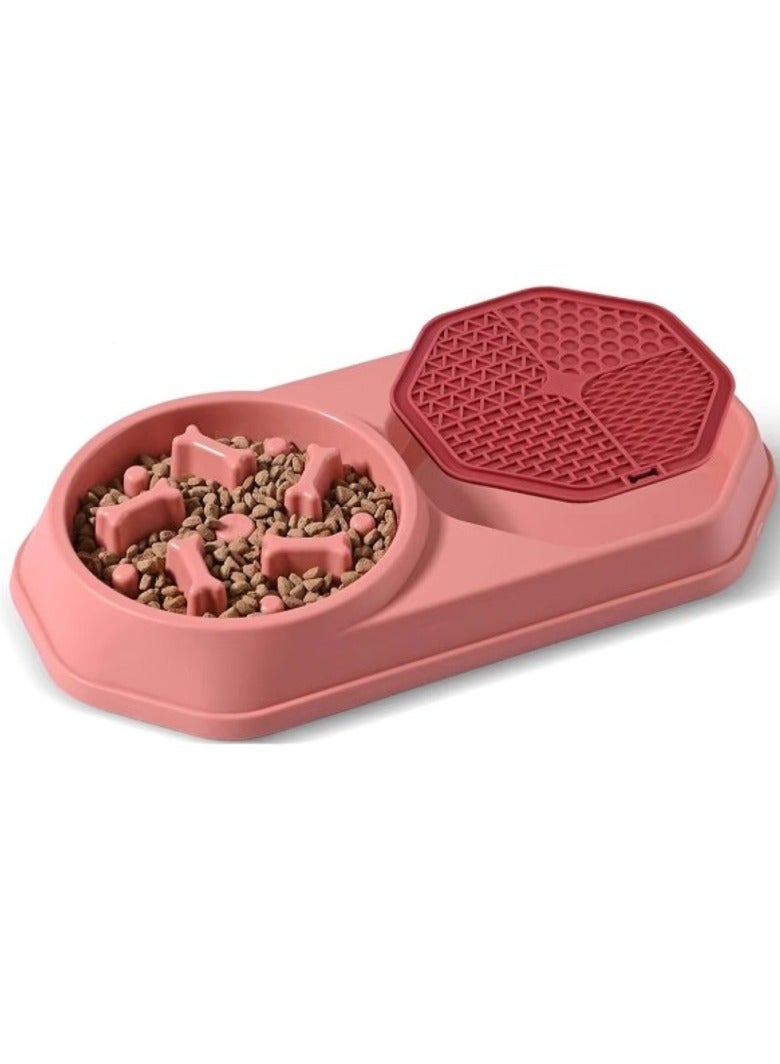 Interactive Dog Squeaky Tiger Toy - A Durable, Plush Toy for Fun and Engaging Playtime with Your Dog (Tiger) & Slow Feeder Dog Cat Bowl 2 in 1 Eco-Friendly Pet Lick Mat Double Slow-eating Basin Bowls (Pink)Bundle - Image 3