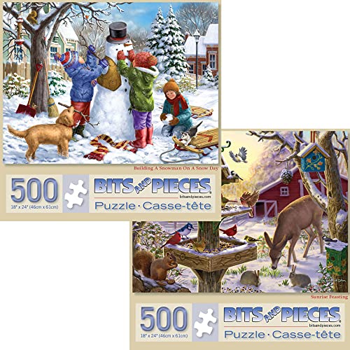 Bits and Pieces Value Set of Two Large 500 Piece Jigsaw Puzzles for Adults Jigsaw Puzzle Set by Artist Liz Goodrick Dillon Completed Puzzle Size 18 x 24 - Image 1