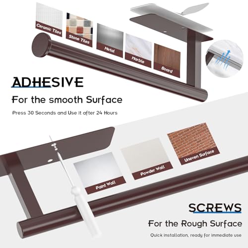 ASTOFLI Paper Towel Holder Under Cabinet No Drilling, Self Adhesive Paper Towel Holder Wall Mount for Kitchen Rack, Under Counter Napin Holder No Drill, RV, 304 Stainless Steel, Oil Rubbed Bronze - Image 3