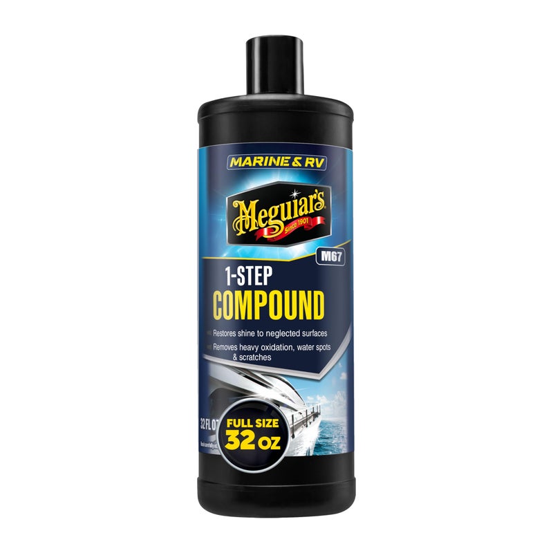 Meguiars M6732 MarineRV One Step Compound Remove Oxidation Stains Scratches and Water Spots Restore The Color and Shine of Fiberglass Gel Coat Finishes 32 Oz Bottle