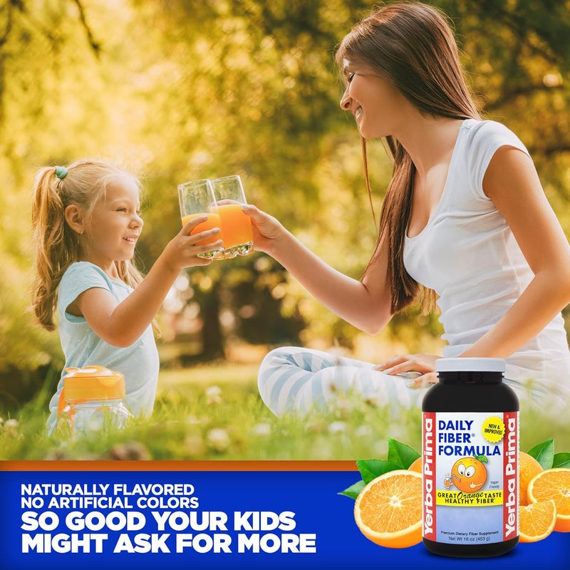 Yerba Prima Orange Flavored Daily Fiber Formula 16 oz Powder  Great Tasting Premium Bulking Supplement for Regularity Support Contains 5 Fiber Types Made in The USA NonGMO Gluten Free - Image 4