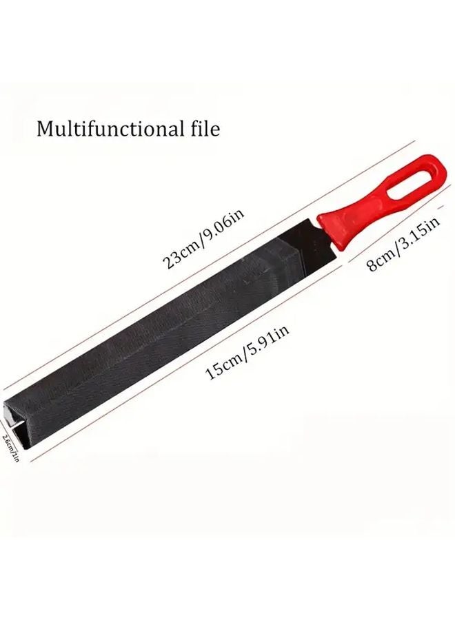 2pcs Red Handle Diamond File Razor Shape Woodworking Grinding Tool Triangular Steel File - Image 4