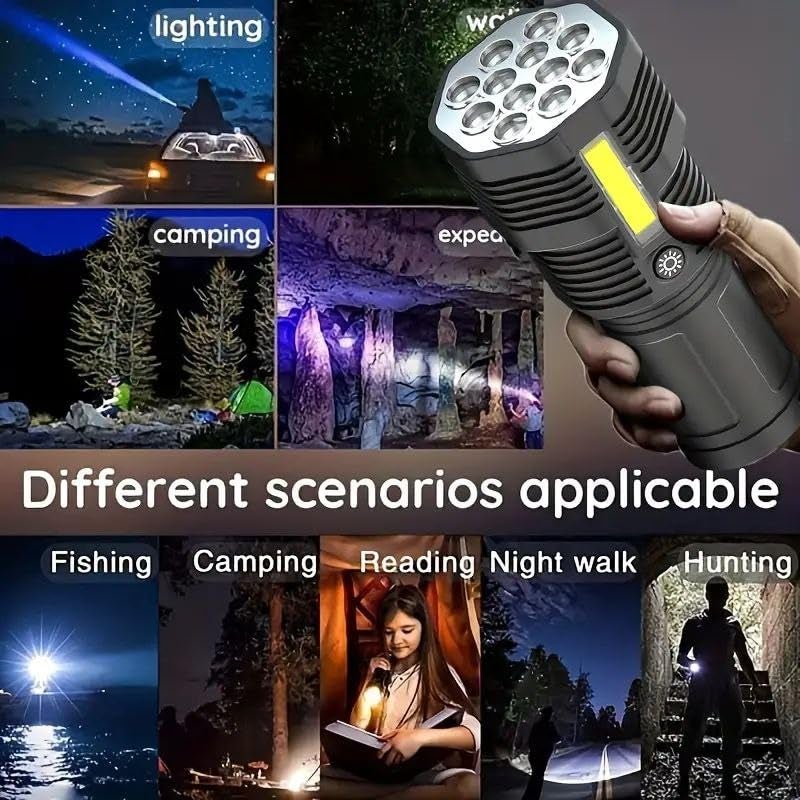 TERXA TERXA 12 LED Multi Function Torch Flashlight Long Distance Beam Range Flash Light for OutdoorCampingNight WalkingHuntingFishing Pack of 1Multicolor  - Image 3