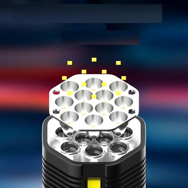TERXA TERXA 12 LED Multi Function Torch Flashlight Long Distance Beam Range Flash Light for OutdoorCampingNight WalkingHuntingFishing Pack of 1Multicolor  - Image 5