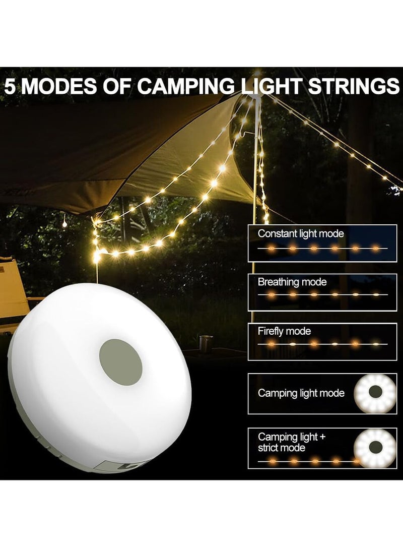TIGER Camping String Lights, 10M Outdoor Waterproof Portable Stowable String Light, Warmyard Lights with 5 Lighting Modes, USB Rechargeable Outdoor String Lights for Camping Trips, RV, Hiking  - Image 5